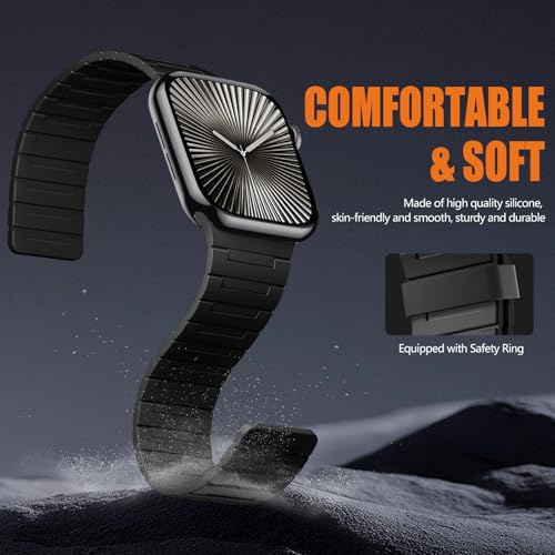 Image of SNBLK Magnetic Watchband Compatible with Apple Watch for Men 44mm 45mm 46mm 49mm 42mm 41mm 40mm 38mm Women, Silicone Sport Strong Magnet Strap for iWatch Series 11 Ultra 3 Ultra 2 Se 10 9 8 7 6 5 4 1