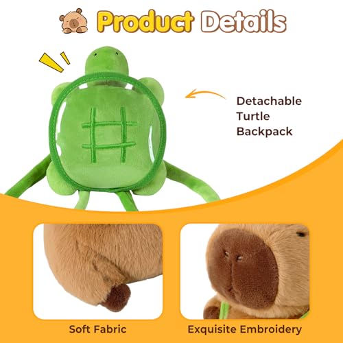 Ditucu Cute Capybara Plush with Turtle Backpack Soft Capibara Stuffed Animal Plushies Toys Hugging Gifts for Kids Brown 9 inch by Ditucu - Used condition - Image 7