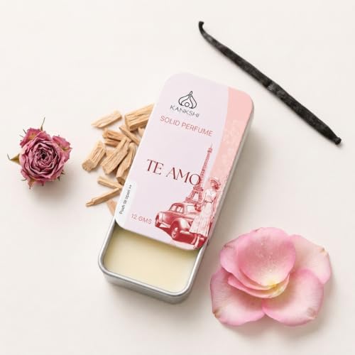 Image of KANKSHI Te-Amo Solid Perfume 12g | Rose, Jasmine & Warm Vanilla Amber | Alcohol-Free Pocket Perfume Balm | Long Lasting Romantic Fragrance for Women | Travel Friendly, Spill Proof & Gift Ready