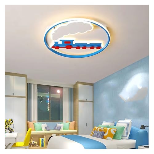 Blue Train Ceiling Lights LED Children's Room Lamp Round Train Lamp Bedroom Ceiling Lamps(Warm White 3000K)