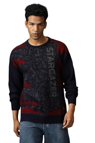 Image of High Star Men Knitted Acrylic Relaxed Fit Round Neck Long Sleeve Sweaters