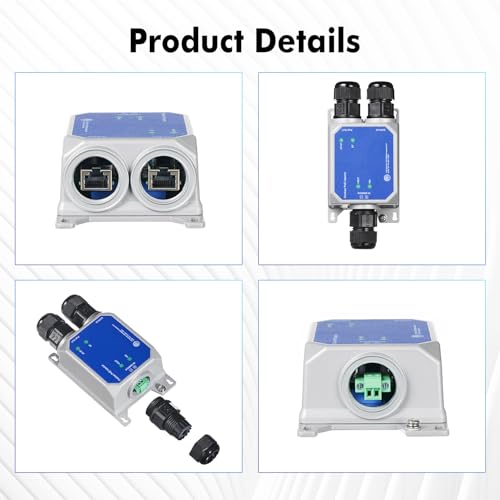Image of MokerLink IP67 Outdoor 10 Gigabit PoE Injector, 10 /100M /1G /2.5G /10Gbps, DC48-57V in Max 120W, IEEE 802.3 af /at /bt PoE Out Max 90W, Wall Mount Metal Waterproof