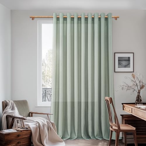 MRTREES Extra Breite Gardinen mit Ösen Leinenoptik Halbtransparent für Große Fenster Wohnzimmer Schlafzimmer Modern 1 Stück… – Ansicht 6