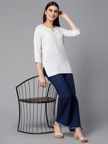 Image of QAZMI Women's Cotton Embroidered Regular Kurta