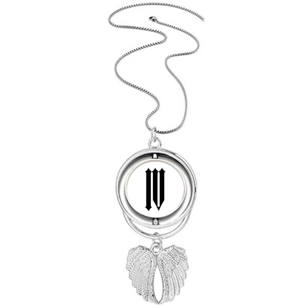 Collier ailes d'ange noir avec pendentif chiffres romains 4 - 4