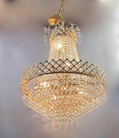 Image of SUANI Modern Crystal Decorative Pendant Chandelier for Home, Restaurant, Hotel | Light Fixture Jhoomar (Golden 480 mm)