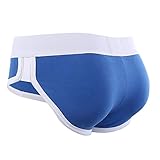 Seeinner Men Padded Briefs Removable Pad of Butt Lifter and Enlarge Penis Pouch Blue