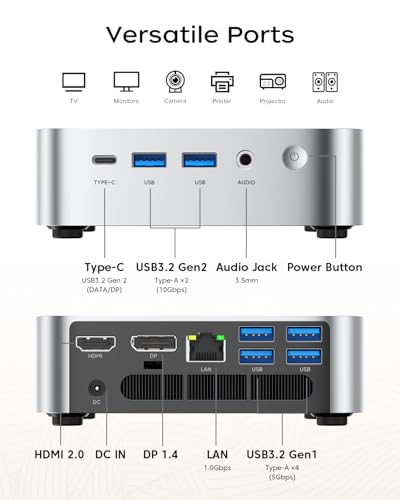 ACEMAGIC K1 Mini PC, Core i5 12600H(12C/16T), 32GB DDR4 1TB SSD Micro Desktop Computer Für Büro/Heimkino/Meeting/Business/Trip【Wifi6/Bluetooth5,2/DP+HDMI+USB-C】