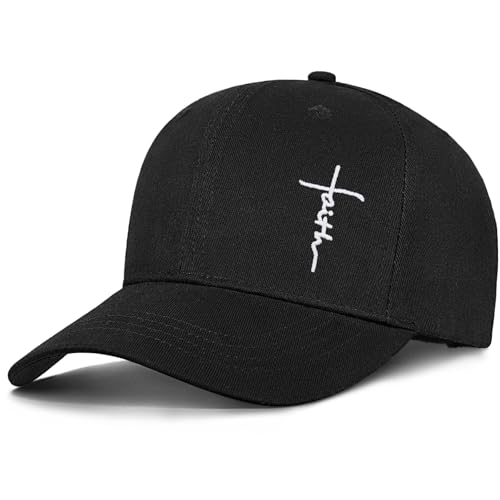 Christian Jesus Hats for Men & Women - Cross Logo Faith Baseball Caps - Ideal Religious Gifts for Thanksgiving and Christmas Black
