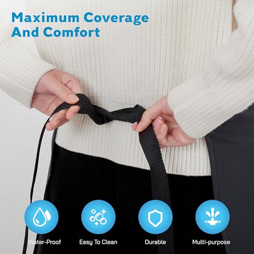 Aulett Home 35x28-Inch Waterproof Apron - Rubber Black Vinyl Kitchen Apron with Neck Strap Cushion - Heavy Duty and Adjustable Fit for Dishwashing, Butcher, Dog Grooming, Industrial Use - Pack of 2 - Thumbnail 4