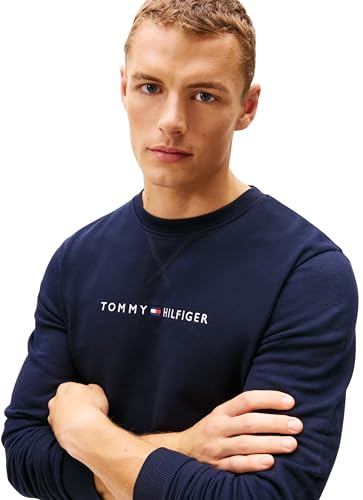 Tommy Hilfiger Uomo Felpa Track Top Con Scollo Rotondo, Blu (Desert Sky), Xl - 4