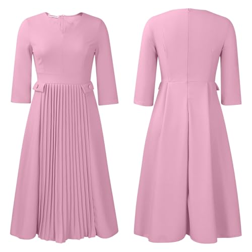 Image of Wear to Work Midi Dress for Women Business Casual A-line Dress Elegance Church Outfits