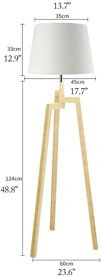 Lámpara de pie con trípode de madera y pantalla textil para dormitorio 3