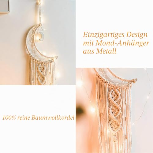 Tarklanda 2er-Set Makramee Traumfänger mit Mond und Stern, Handgemacht, Boho Schlafzimmer Dekoration – Bild 3