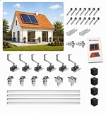 SAVOLAR Solarmodul Halterung Ziegeldach Montageset für 2 Paneele – Edelstahl-Dachhaken und Aluminium-Profile, kompatibel mit 30-40 mm dicke Solarmodulen auf Schrägdächern, ‎‎0% MwSt.