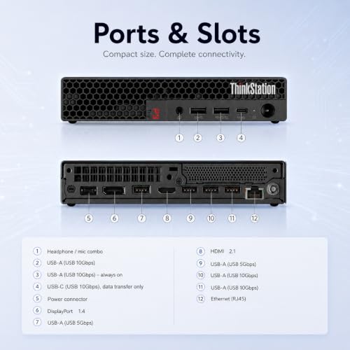 Image of Lenovo ThinkStation P3 Tiny Workstation Desktop (Intel i5-14500 vPro (> Ultra 7 155U), 16GB DDR5, 512GB SSD), MFF for Engineer, Designer, Support 8K Display, > ThinkCentre M70q M75q M90q, Win 11 Pro