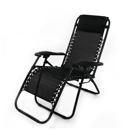 Solterra Zero Gravity Chair – Reclining Garden Chair Sun Lounger with Headrest - Black