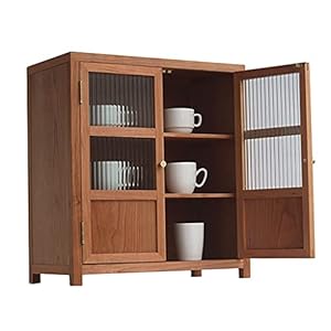 zyr Cherry Wood Tee Cabinet 3-Layer Sideboard Startseite Cafe Dekoration Schrank Glas Lagerschrank Holz Kleinschrank Schrank Pantry Lagerhöhe 53 cm