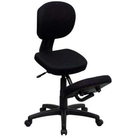 BizChair Mobile Ergonomic Kneeling Posture Task Office Chair in Black Fabric Cover