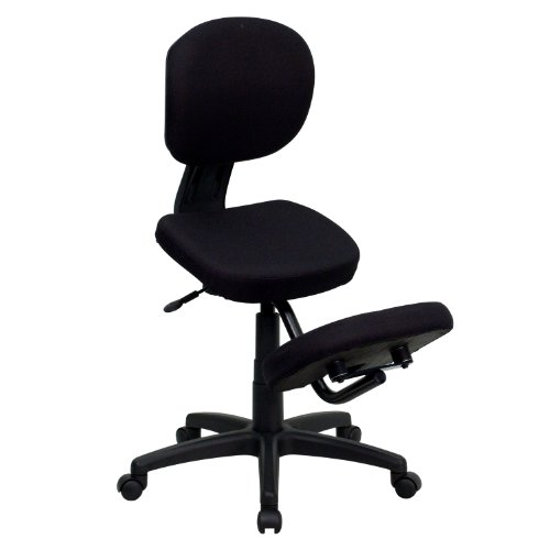 Bizchair Mobile Ergonomic Kneeling Posture Task Office Chair In Black Fabric cover