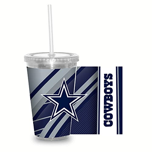Image of Rico Industries NFL Football 16oz Clear Tumbler W /Straw for NFL Fans