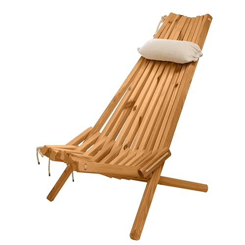 Klappbare Gartenliege aus Holz mit Kopfkissen von Bogateco