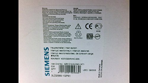 Siemens Interrupteur principal 3 pôles avec commande rotative noire 1NA 1NC - 4