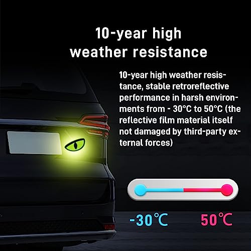 Image of Thcbme 2 Pack Car Stickers Eye Yellow Night Safety Driving Reflective Cute Caution Decal, Motorcycle Helmet Stickers Decals, for Bumpers, Window, Laptop, Wall (Yellow) Reflective 4 inch by 2 inch 1