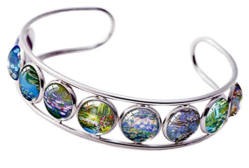 Blazing Autumn Cuff Bracelet Art Pattern Under Glass Dome Jewelry Handmade cover