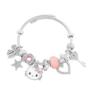 YUNIA Cute Charm Bracelet with stainless Chain Cuff and Jewelry Charms, a great gift for women BFFs (Best Friends Forever) for Birthdays and to celebrate friendship, One Size, Stainless Steel, no