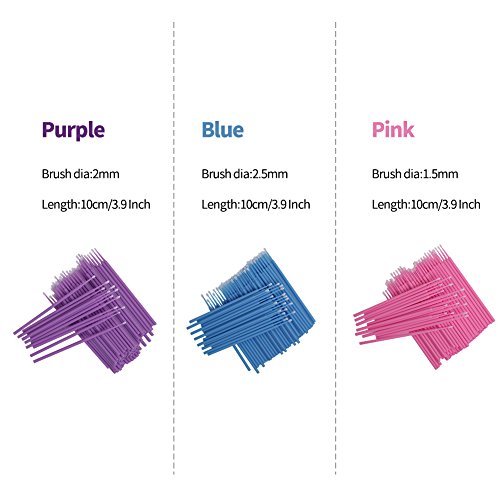 Shintop 300Pcs Micro Applicator Brushes, Disposable Eyelash Extension Brushes For Makeup, Oral And Dental (Purple+Blue+Pink) #TOP2