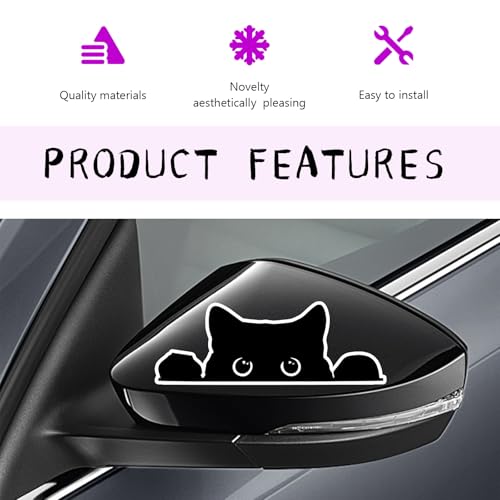Image of DXNQ Peeking Sneaky Cat Sticker, Waterproof Strong Adhesive Decals with Curious Black Cat Graphic, Removable Funny Peeking Black Cats Sticker for Car Window Laptop, Car Accessories (White Edge)