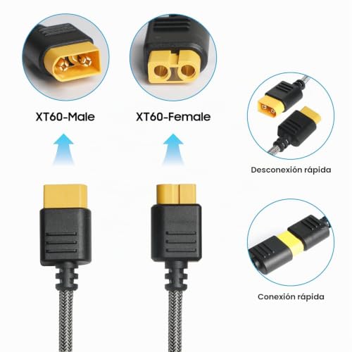Cable XT60 de 3 metros para conectar paneles solares en camping 4