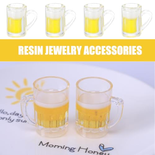 EYVRPAU 4 Stück Mini Becher mit 2 Stück Bierflaschen Realistisches Bierglas Modell Puppenhaus Zubehör,Miniatur Puppenhaus Bierbecher Flaschen Set