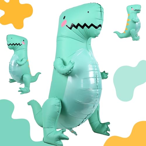 43" Large 3D Dinosaur Balloon for Party Decorations, Cute Giant Self Standing Inflatable Dinosaur Balloons, Dino Foil Balloons for Kids Jungle Dino Themed Baby Shower Birthday Party Decor Supplies