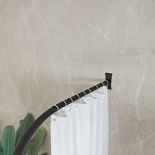 Naiture Half-Oval Stainless Steel Shower Curtain Rod With Swivel Ceiling Support In 36" L X 36" W, Black Finish #TOP2