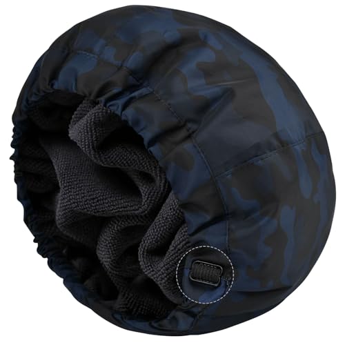 Shower Cap for Men Black Bath Cap Reversible Terry Lined Large Waterproof Adjustable Shower Caps Elastic Band Stretch Hem Hair Hat for braids product thumbnail 14