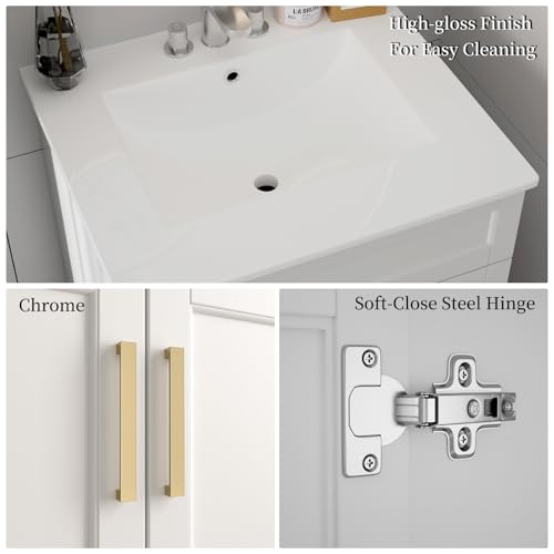 image for Smhxo Bathroom Vanity with Ceramic Sink, Bathroom Vanity Cabinet with 