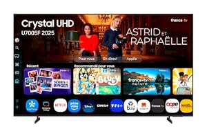 Samsung TV 43 Pouces Crystal UHD U7005 4K Smart TV, Couleurs Incroyables avec processeur Crystal 4K, écoutez Tous Les Haut-parleurs avec Q-Symphony, Vos données protégées Knox Security