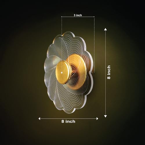 Image of Spiral Pattern 3-in-1 LED Wall Light Decorative Lamp with Golden Center Artistic Accent Lighting for Living Room Bedroom Hallway & Home Decor (Artistic Flower Designs, Pack of 1)