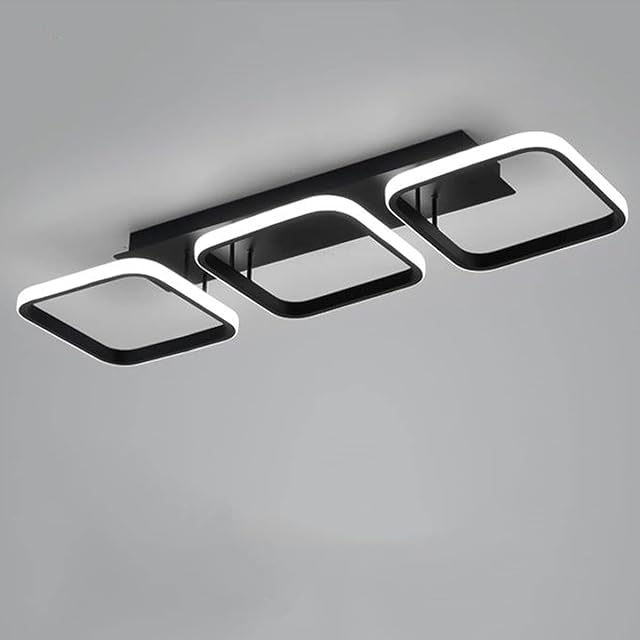 Ceiling Light 3 Rectangles LED Latest Personality Simple White Black Aisle Light for Hallway Entrance Office Bedroom Kitchen Living Room 33W (Black)