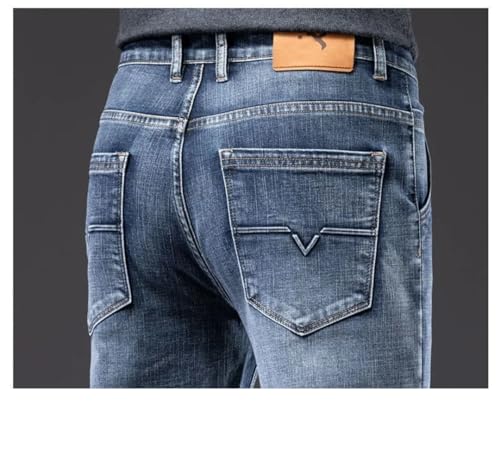 Men's Fce Lined Thiened Straight Leg Jeans Busin Elastic Autumn Winter Denim Pants3