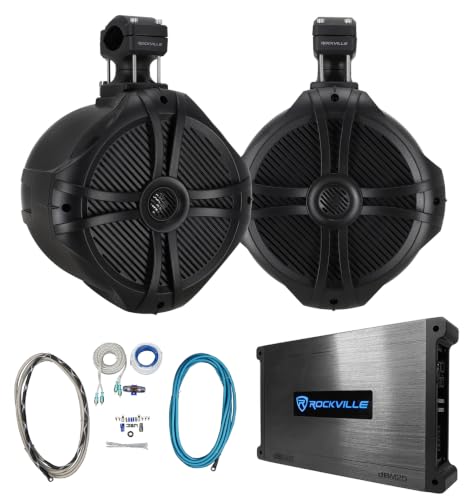Rockville RWB90B 8" Marine Tower Speakers with DBM25 Amp