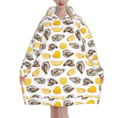 Sweat à capuche couverture pour vos soirées cocooning en flanelle Huîtres et Mandarines