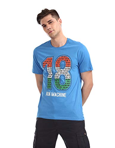 Image of Colt Men's Printed Regular fit T-Shirt (280590420 Blue S HS Small)