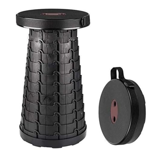 Mini-Max Stool 17.7-Inch Grey and Black Plastic Adjustable Height Retractable Camping Stool with Carrying Strap