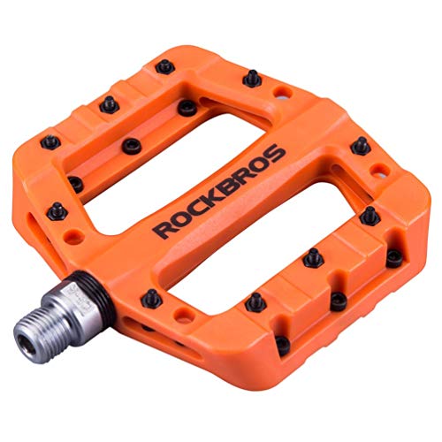 ROCKBROS MTB Pedals Bike Quick Release Pedals Lightweight Nylon Composite Bicycle Platform Pedals for BMX MTB 9/16＂Orange