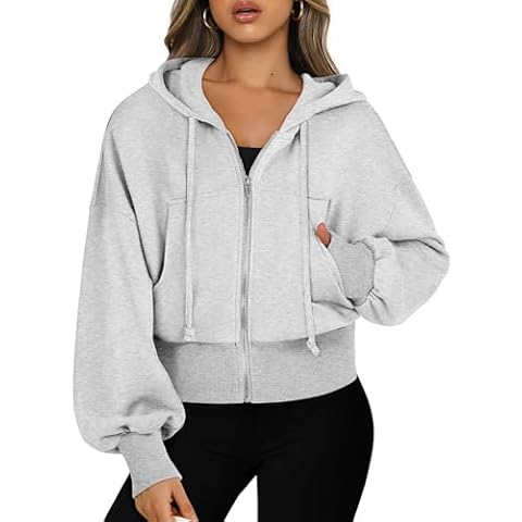 ANRABESS Women's Zip Up Cropped Hoodie Cover