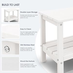 KINGYES Double Side Table, Adirondack End Table- White KINGYES Double Side Table Adirondack End Table White