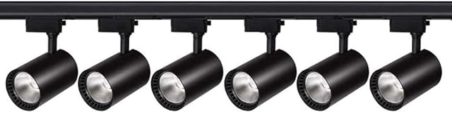 6 Way Straight Bar Track Lighting 20W, With 1M Track,Ceiling Spotlight Angle Adjustable Indoor Lighting For Bedroom Kitchen Living Room (Color : Black, Size : Neutral light)
